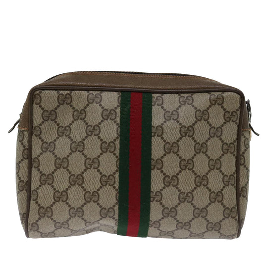 Luxury Gucci Trending 2025 GG Supreme Web Sherry Line Clutch Bag PVC Beige Red 89 01 012  11755