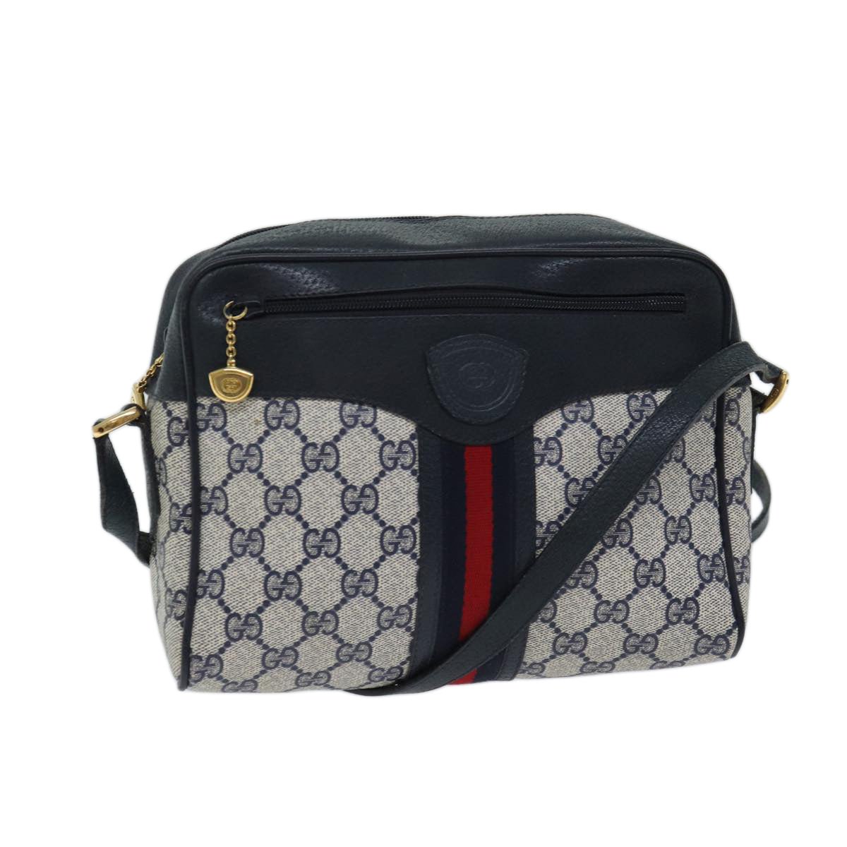 Luxury Gucci Trending 2025 GG Canvas Sherry Line Shoulder Bag PVC Navy Red  11810