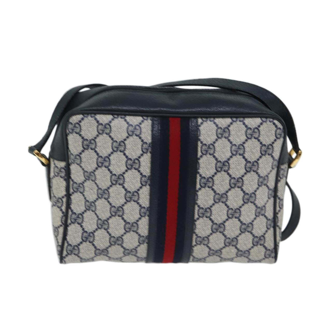 Luxury Gucci Trending 2025 GG Canvas Sherry Line Shoulder Bag PVC Navy Red  11810
