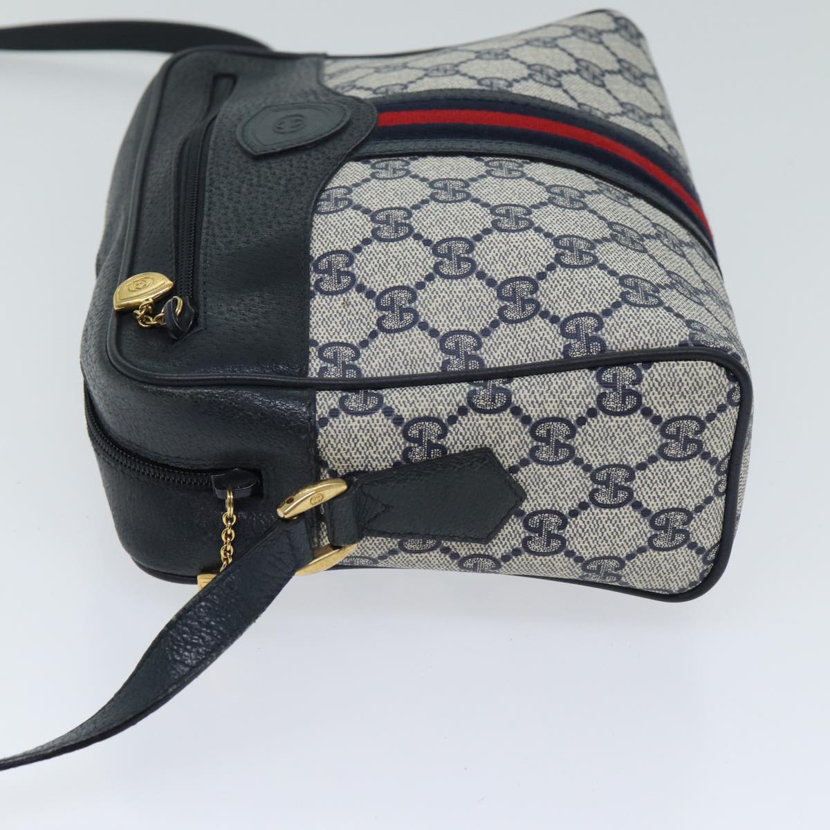 Luxury Gucci Trending 2025 GG Canvas Sherry Line Shoulder Bag PVC Navy Red  11810