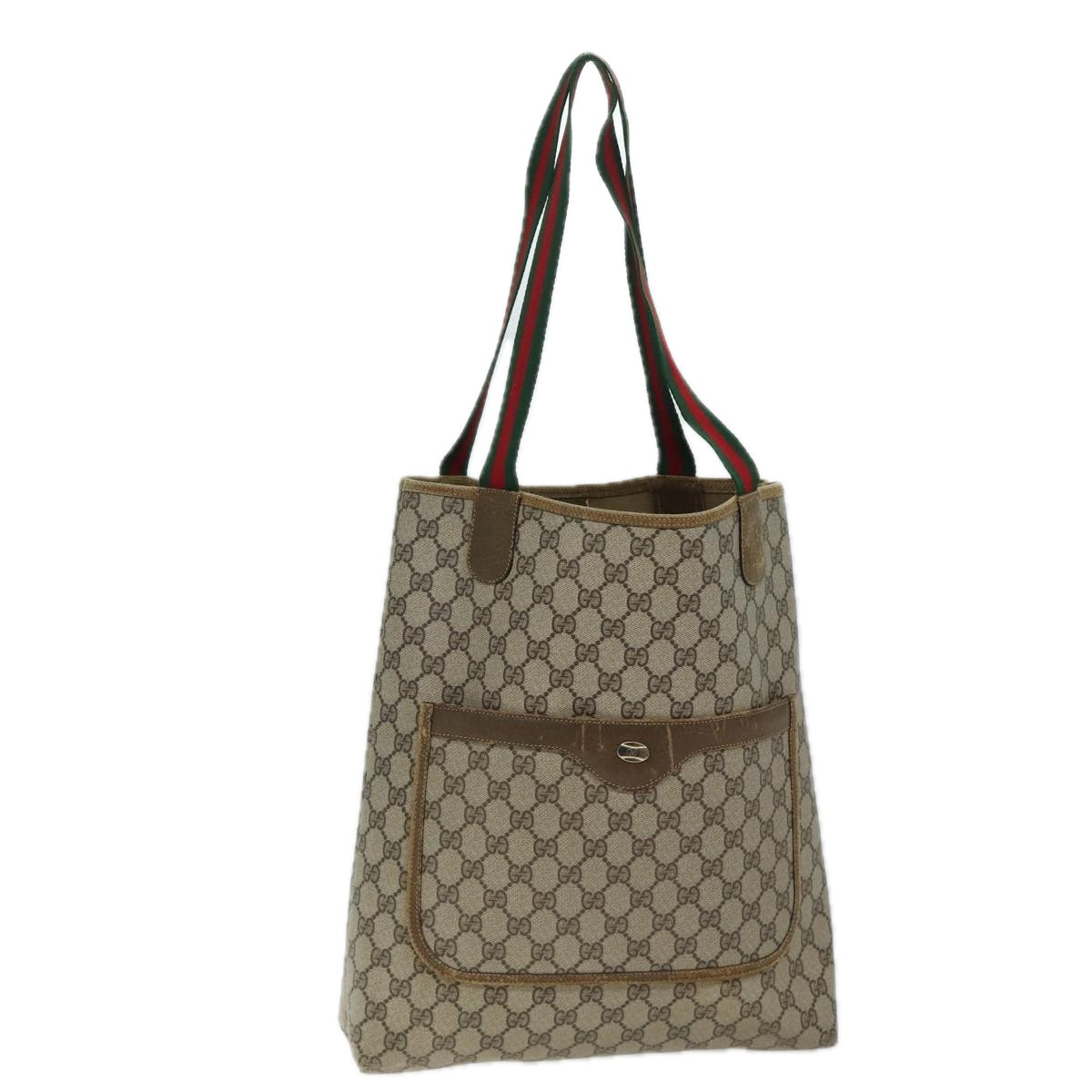 Luxury Gucci Trending 2025 GG Supreme Web Sherry Line Tote Bag PVC Beige Red 39 02 003  11871