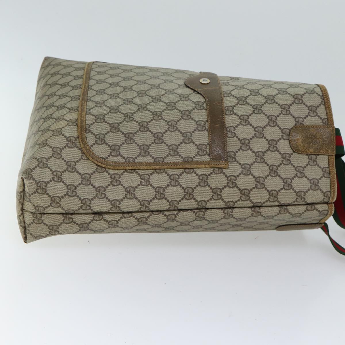 Luxury Gucci Trending 2025 GG Supreme Web Sherry Line Tote Bag PVC Beige Red 39 02 003  11871