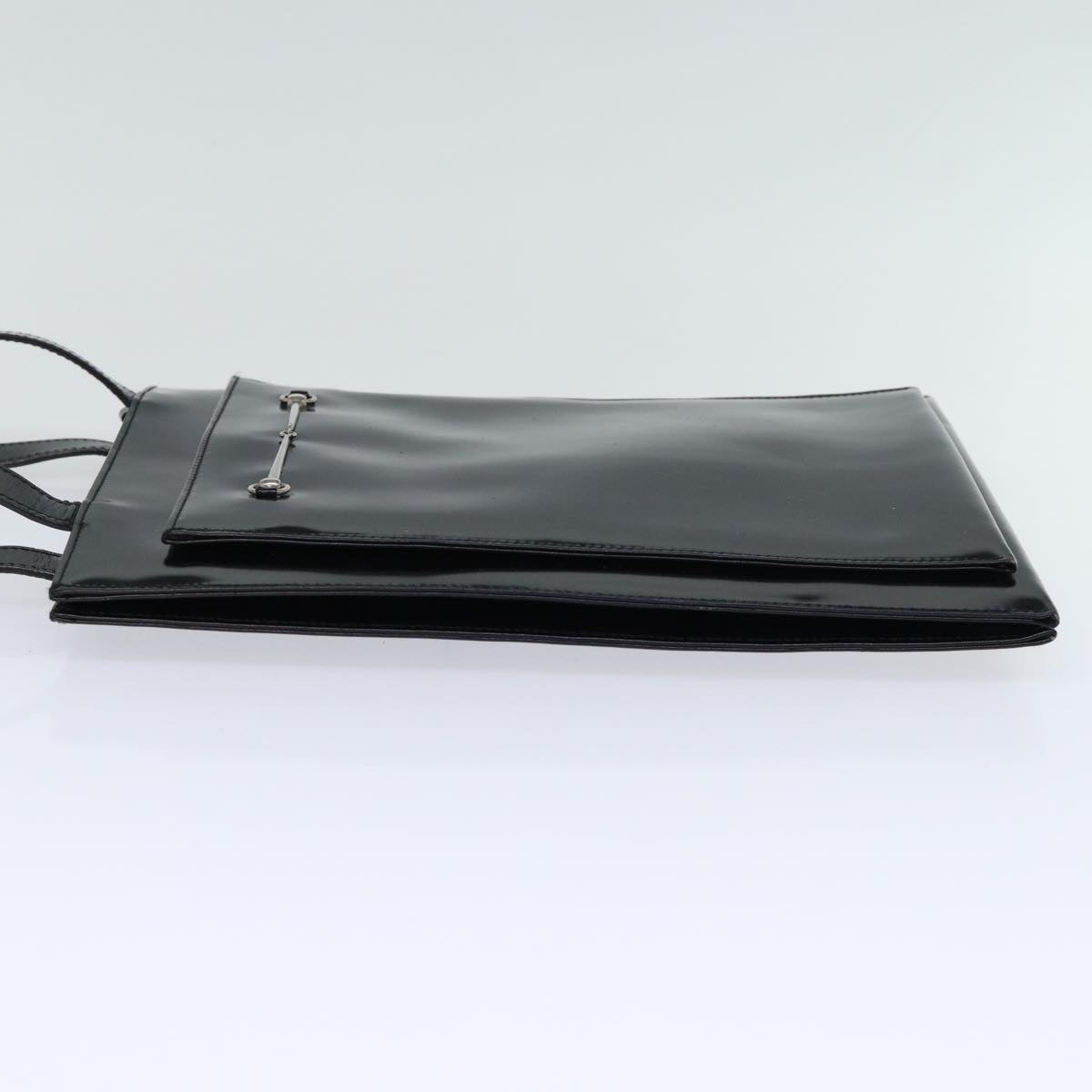 Luxury Gucci Trending 2025 Horsebit Shoulder Bag Enamel Black  11952