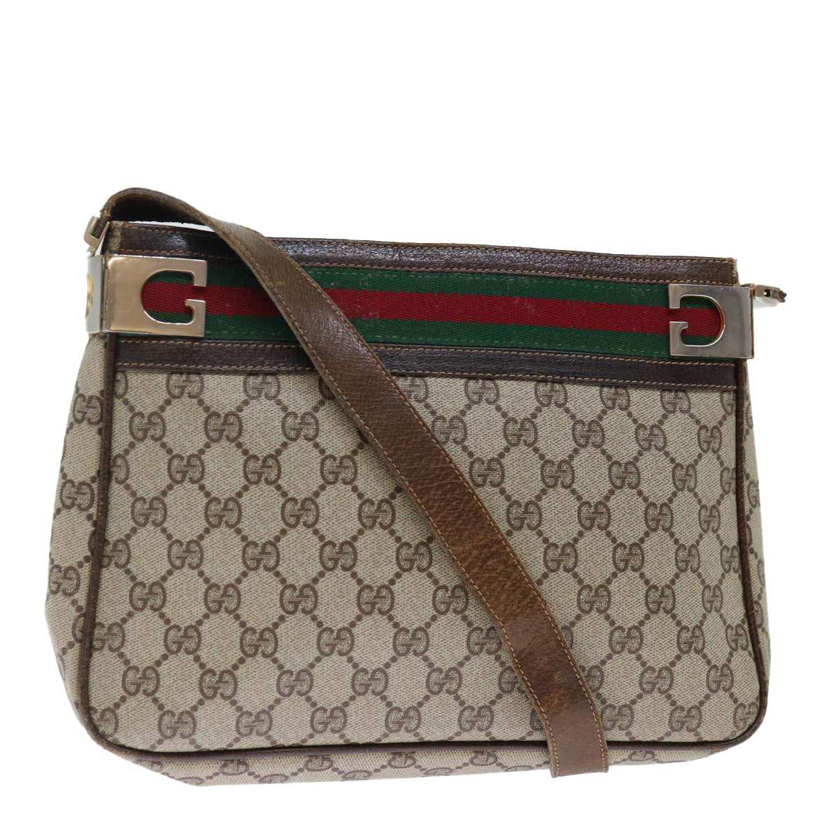 Luxury Gucci Trending 2025 GG Supreme Web Sherry Line Shoulder Bag PVC Beige Red Green  11953