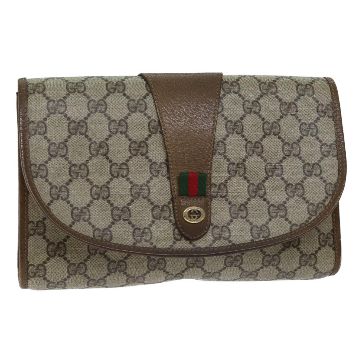 Luxury Gucci Trending 2025 GG Supreme Web Sherry Line Clutch Bag Beige Green 89 01 030  11961