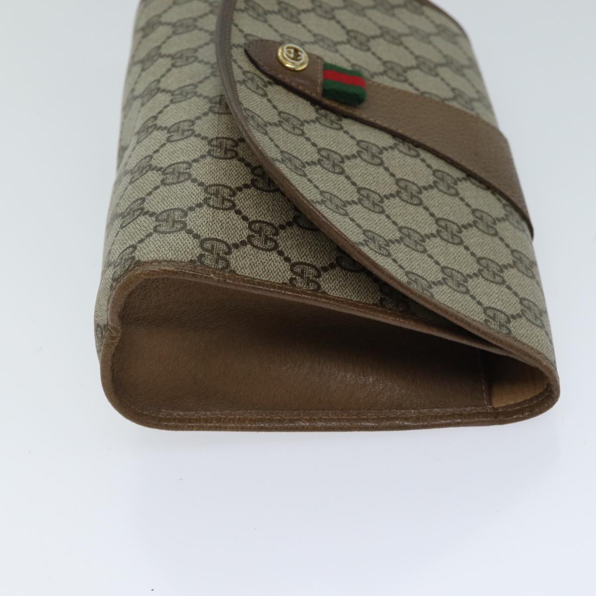 Luxury Gucci Trending 2025 GG Supreme Web Sherry Line Clutch Bag Beige Green 89 01 030  11961