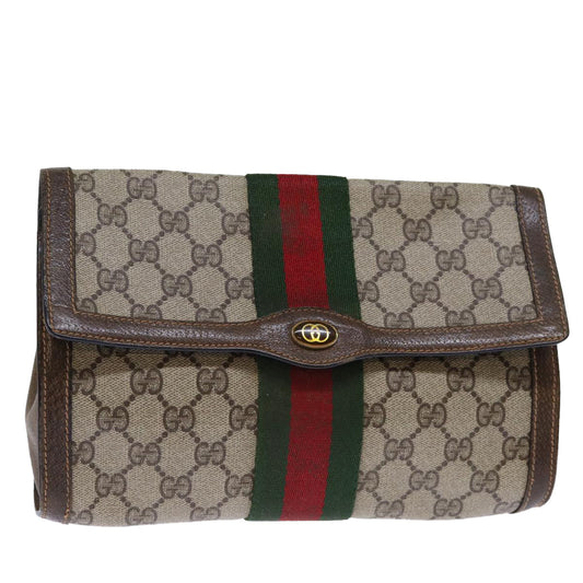 Luxury Gucci Trending 2025 GG Canvas Web Sherry Line Clutch Bag Beige Green 84 01 006  12008