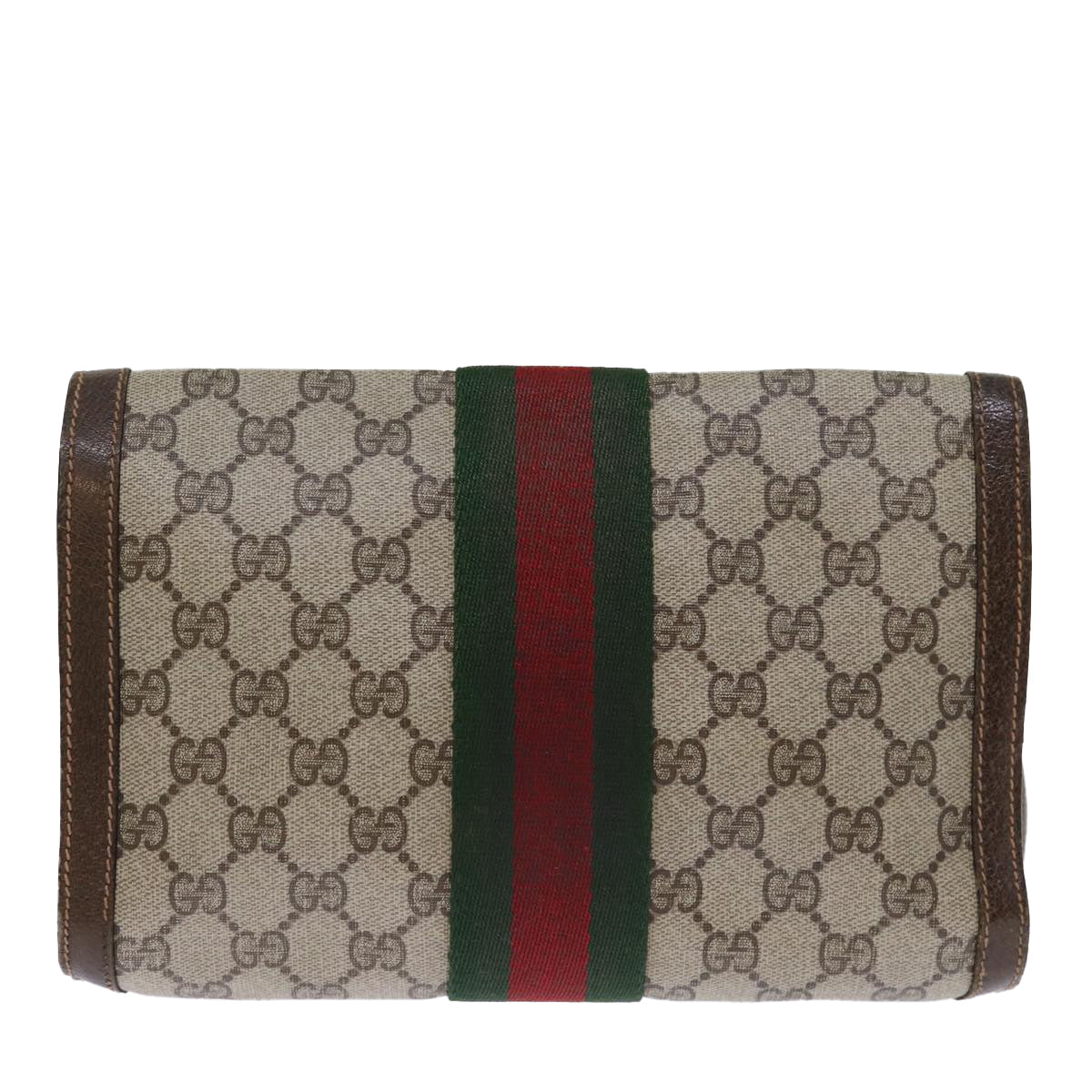 Luxury Gucci Trending 2025 GG Canvas Web Sherry Line Clutch Bag Beige Green 84 01 006  12008
