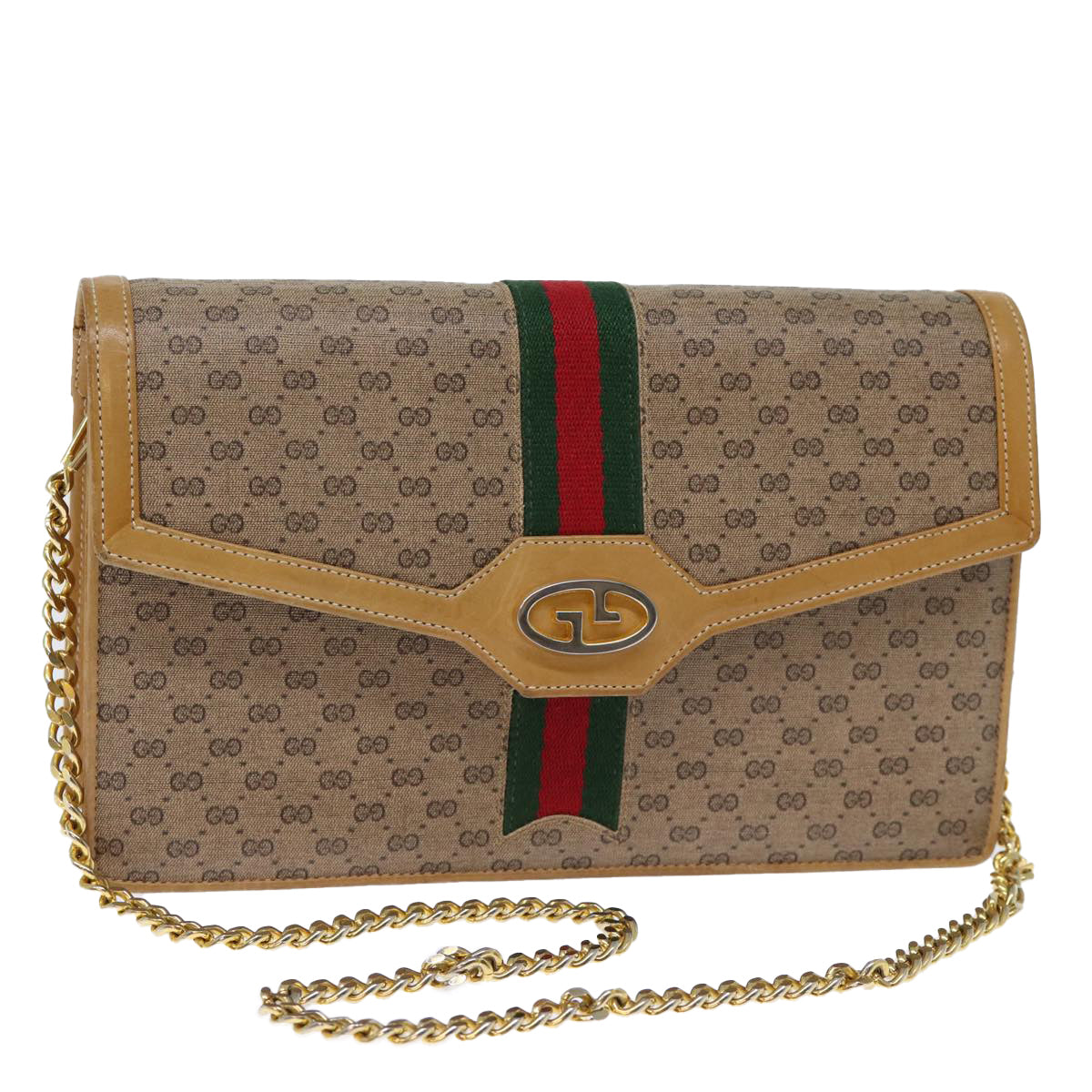 Luxury Gucci Trending 2025 Micro GG Supreme Chain Web Sherry Line Shoulder Bag PVC Beige  12014