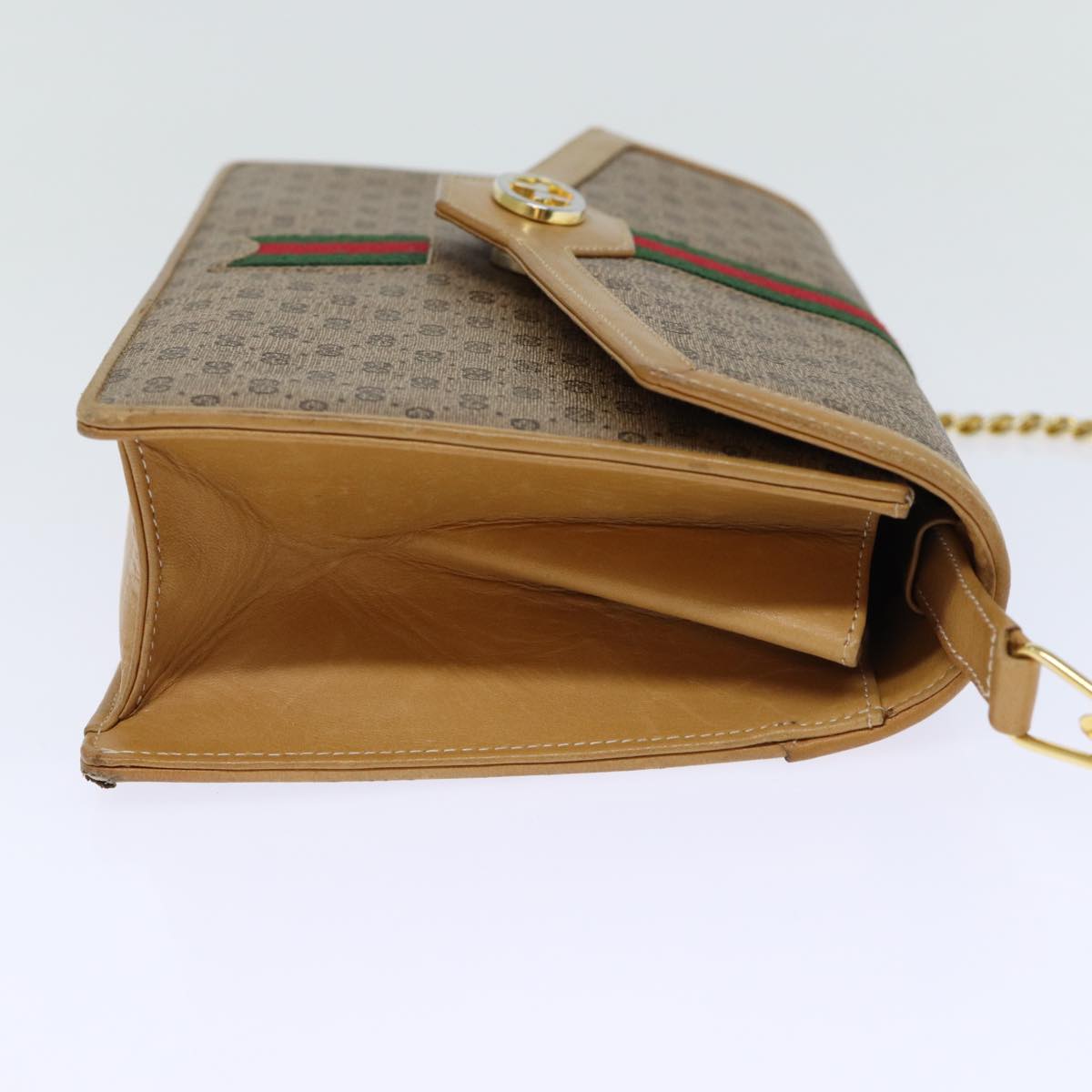 Luxury Gucci Trending 2025 Micro GG Supreme Chain Web Sherry Line Shoulder Bag PVC Beige  12014
