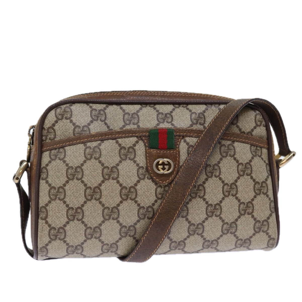 Luxury Gucci Trending 2025 GG Supreme Web Sherry Line Shoulder Bag PVC Beige 156 02 089  12027
