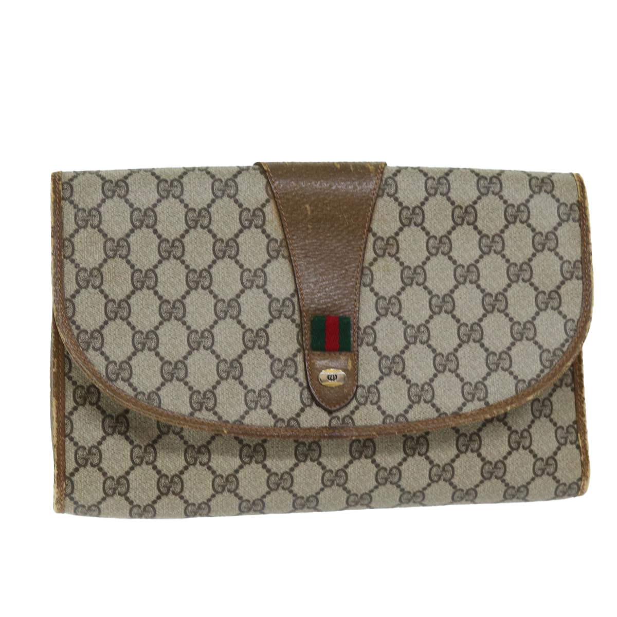 Luxury Gucci Trending 2025 GG Supreme Web Sherry Line Clutch Bag PVC Beige Red 89 01 031  12320
