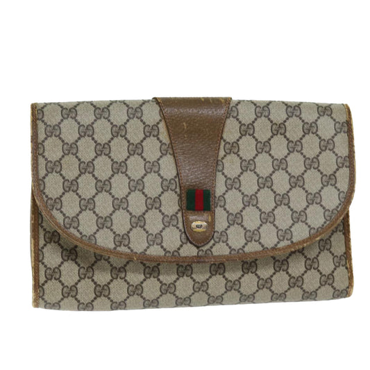 Luxury Gucci Trending 2025 GG Supreme Web Sherry Line Clutch Bag PVC Beige Red 89 01 031  12320