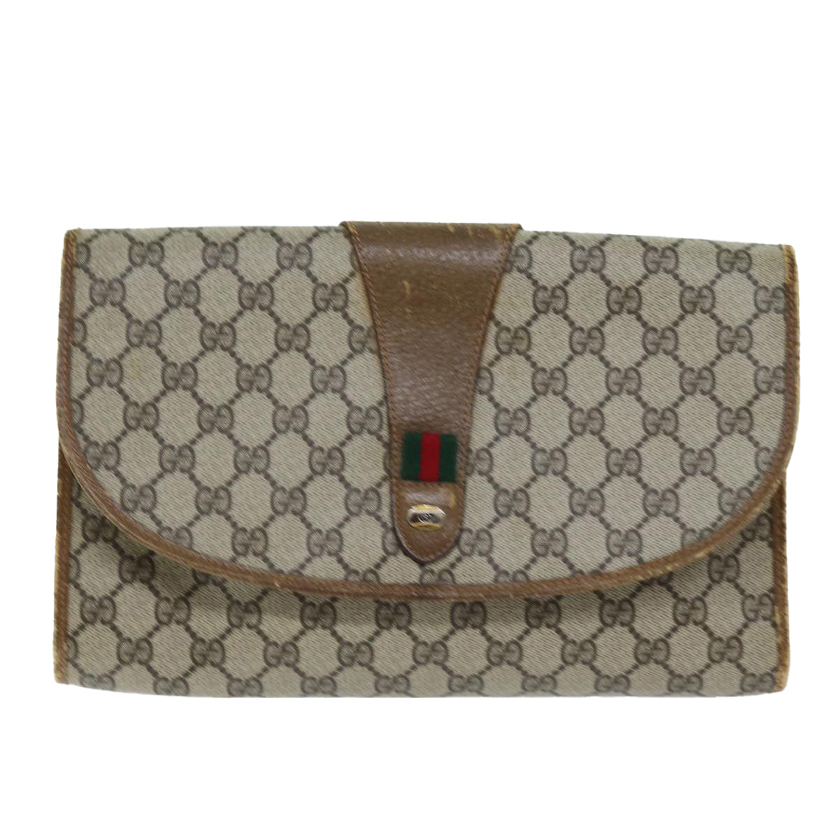 Luxury Gucci Trending 2025 GG Supreme Web Sherry Line Clutch Bag PVC Beige Red 89 01 031  12320