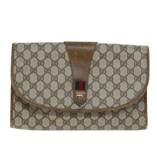 Luxury Gucci Trending 2025 GG Supreme Web Sherry Line Clutch Bag PVC Beige Red 89 01 031  12320