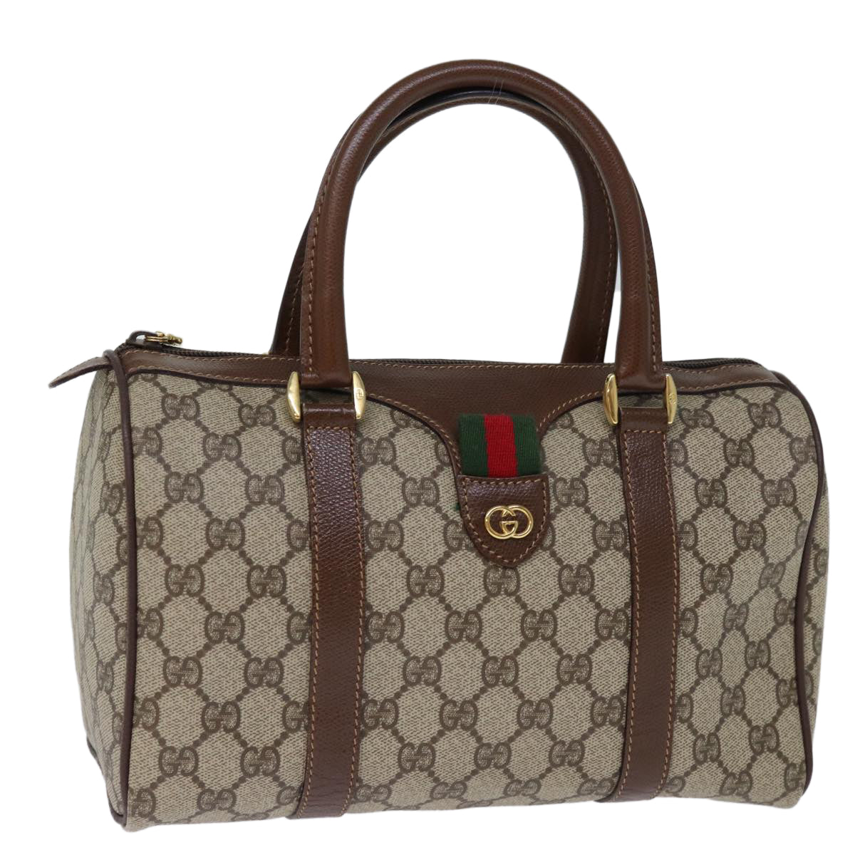 Luxury Gucci Trending 2025 GG Supreme Web Sherry Line Boston Bag PVC Beige Red Green  12393