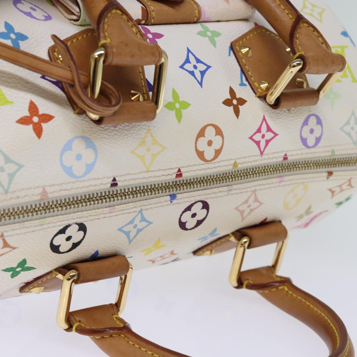 LOUIS VUITTON Monogram Multicolor Speedy 30 Hand Bag White M92643 yk12456