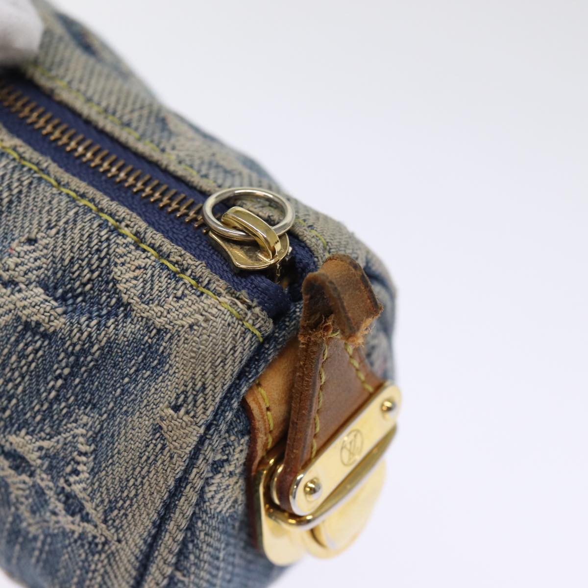 LOUIS VUITTON Monogram Denim Trousse Speedy GM Pouch Blue M95081 LV yk12692
