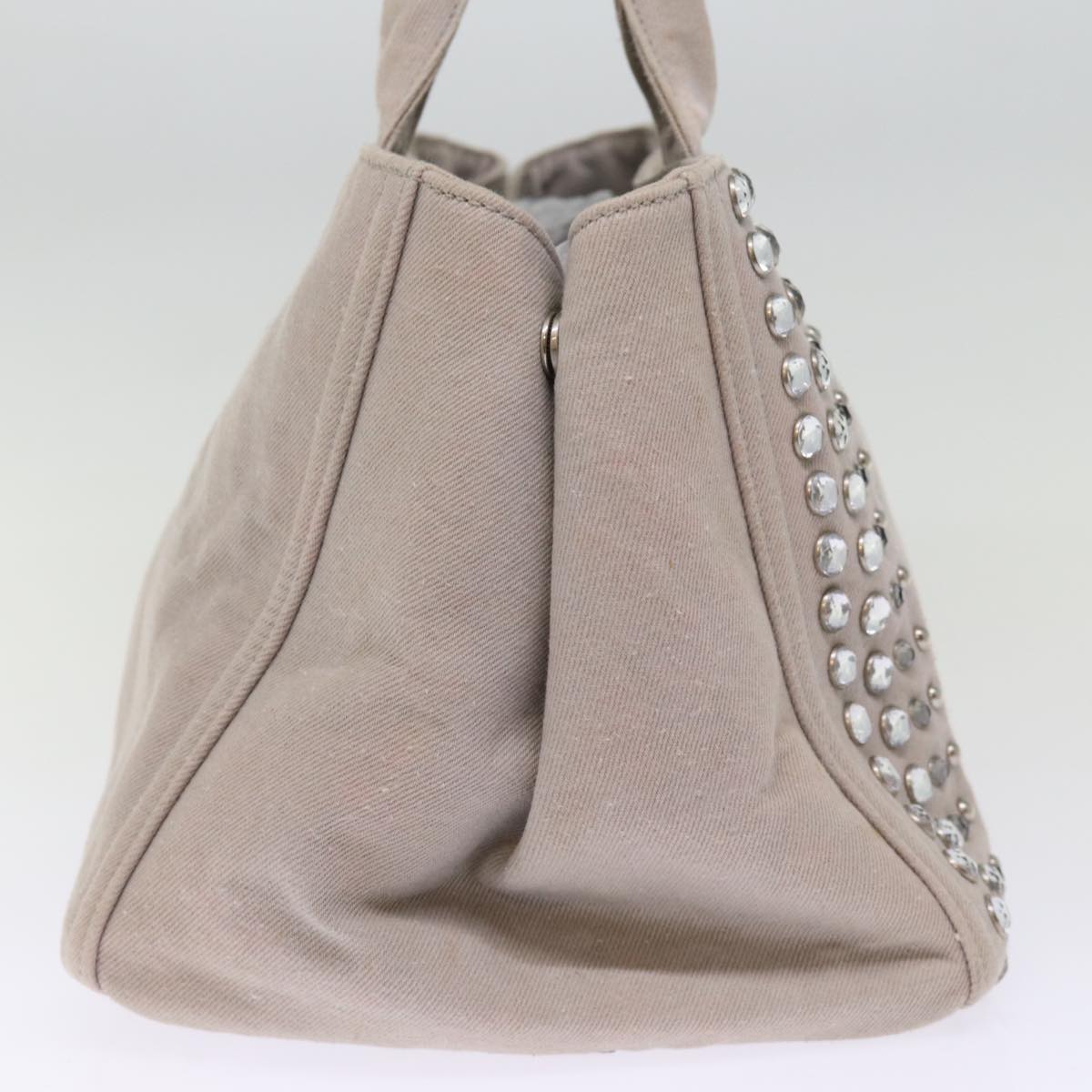 Luxury PradaBijoux Canapa MM Hand Bag Canvas 2way Gray yk12789