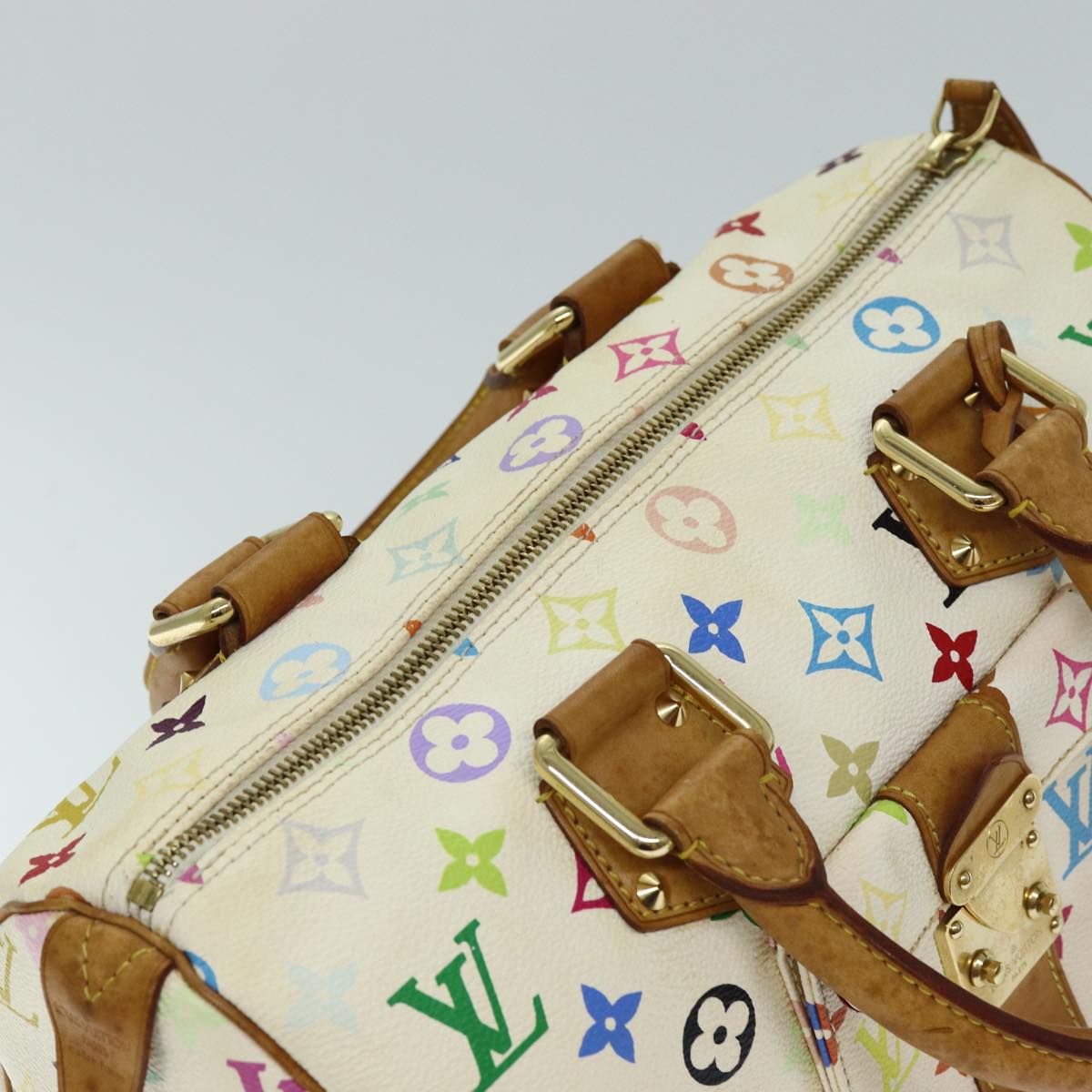 LOUIS VUITTON Monogram Multicolor Speedy 30 Hand Bag White M92643 yk12808