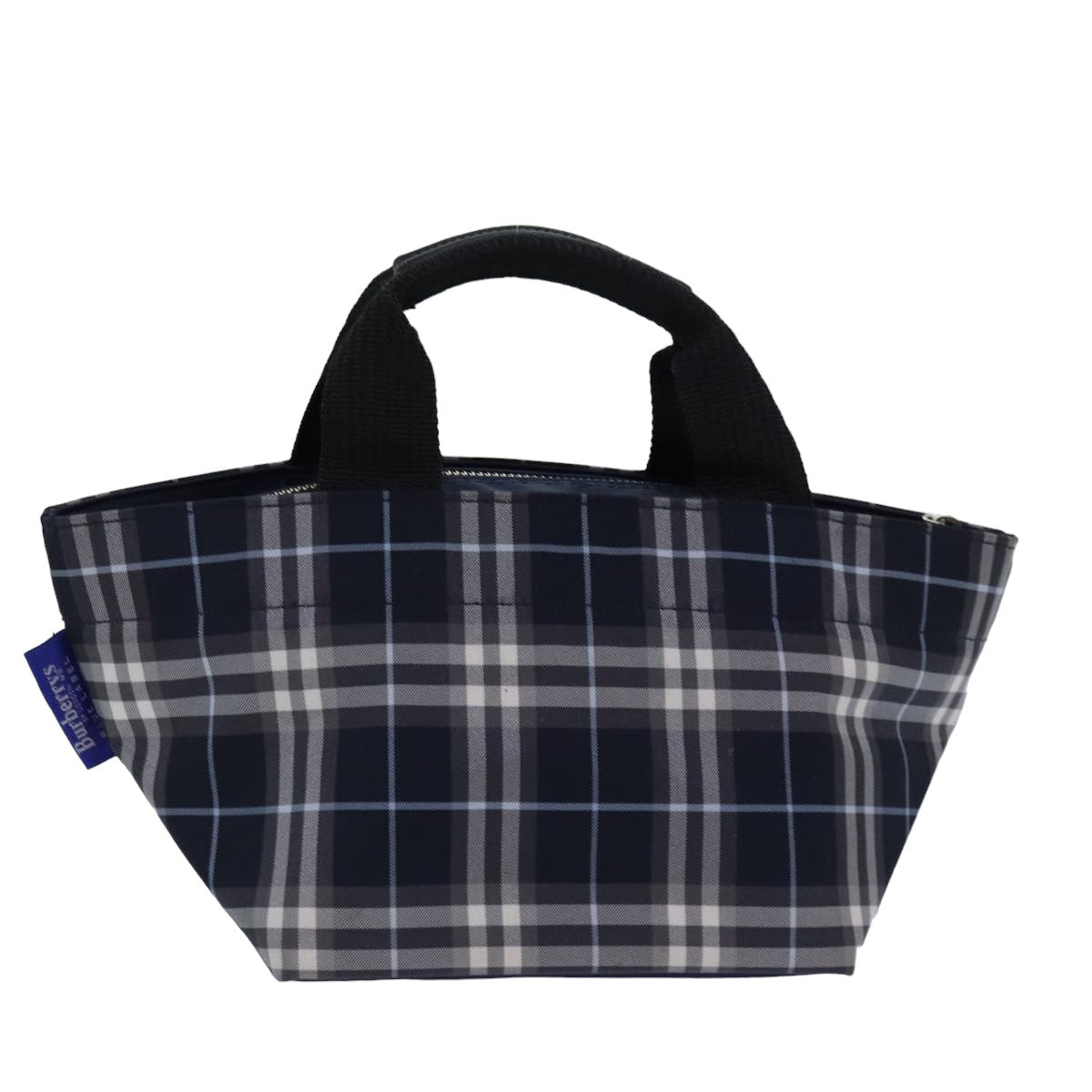 Luxury BurberrySs Nova Check Blue Label Hand Bag Nylon Navy Auth yk13111