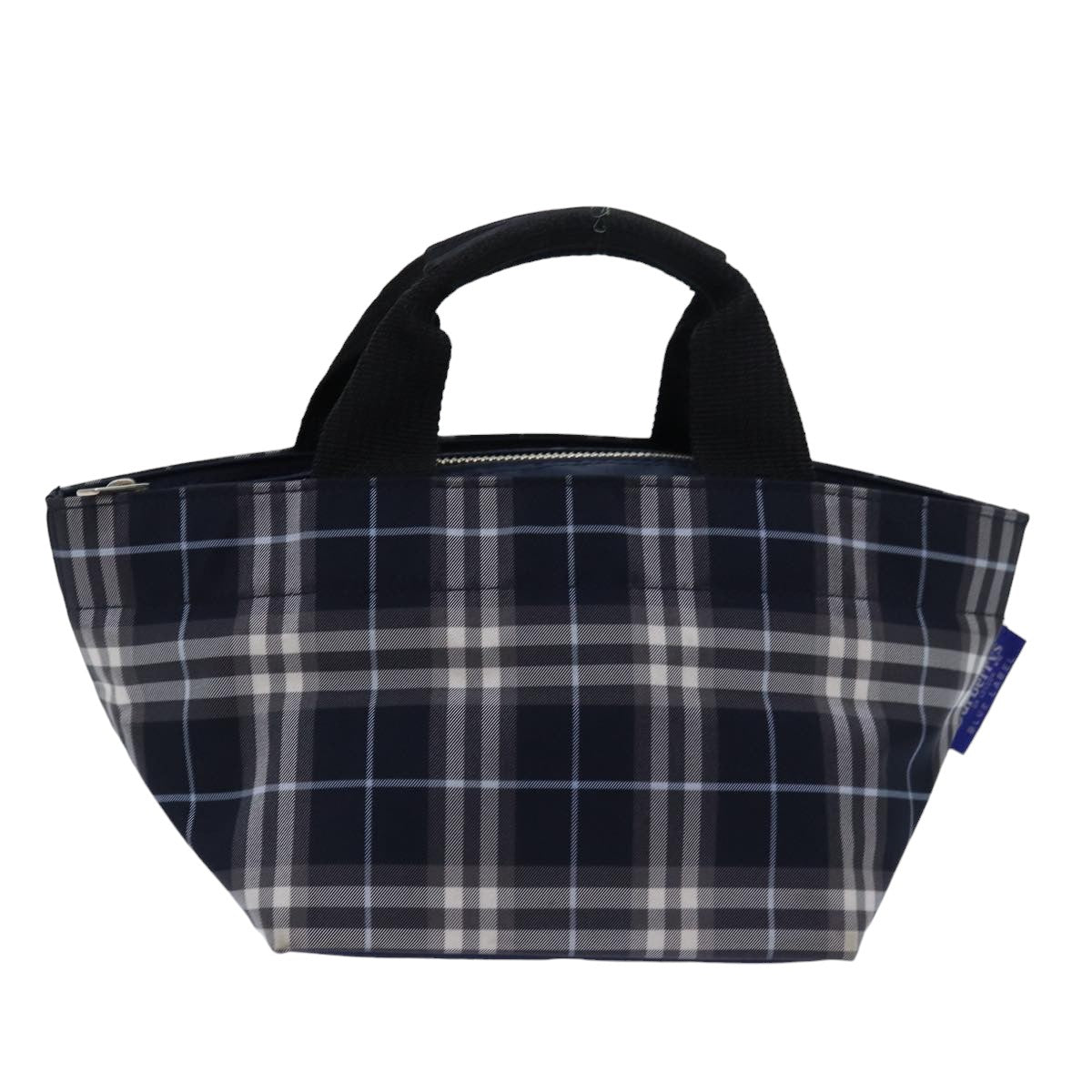 Luxury BurberrySs Nova Check Blue Label Hand Bag Nylon Navy Auth yk13111
