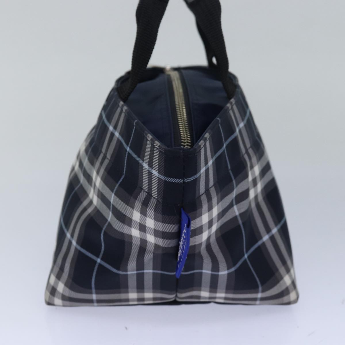 Luxury BurberrySs Nova Check Blue Label Hand Bag Nylon Navy Auth yk13111