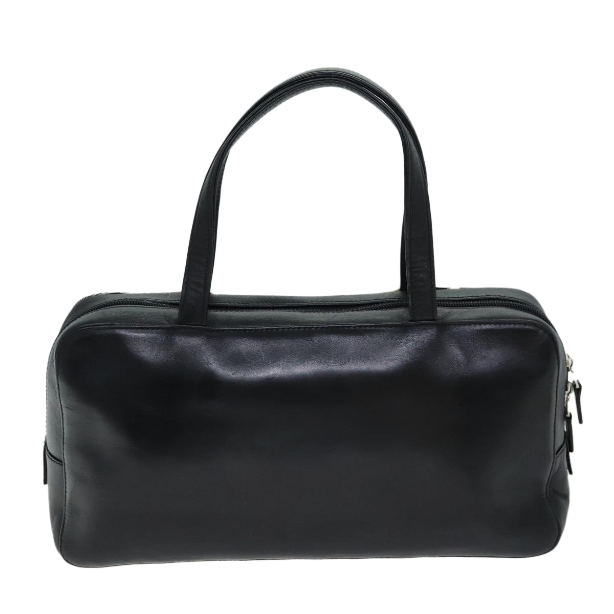 Luxury Burberry Nova Check Hand Bag Leather Canvas Black Beige Auth yk13164
