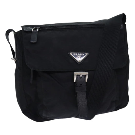 Luxury Prada Shoulder Bag Nylon Black Silver  yk14181