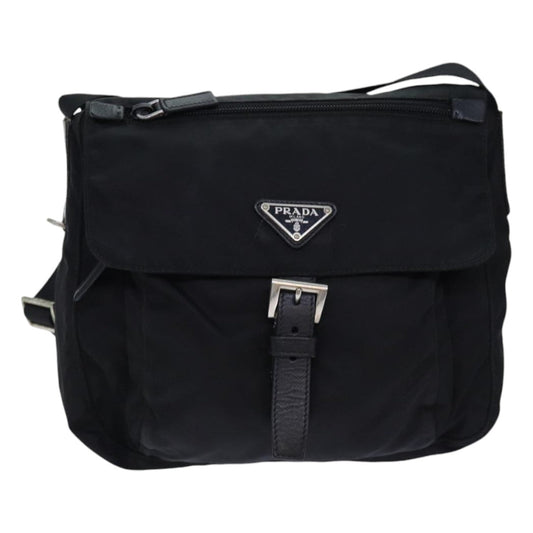 Luxury Prada Shoulder Bag Nylon Black Silver  yk14181