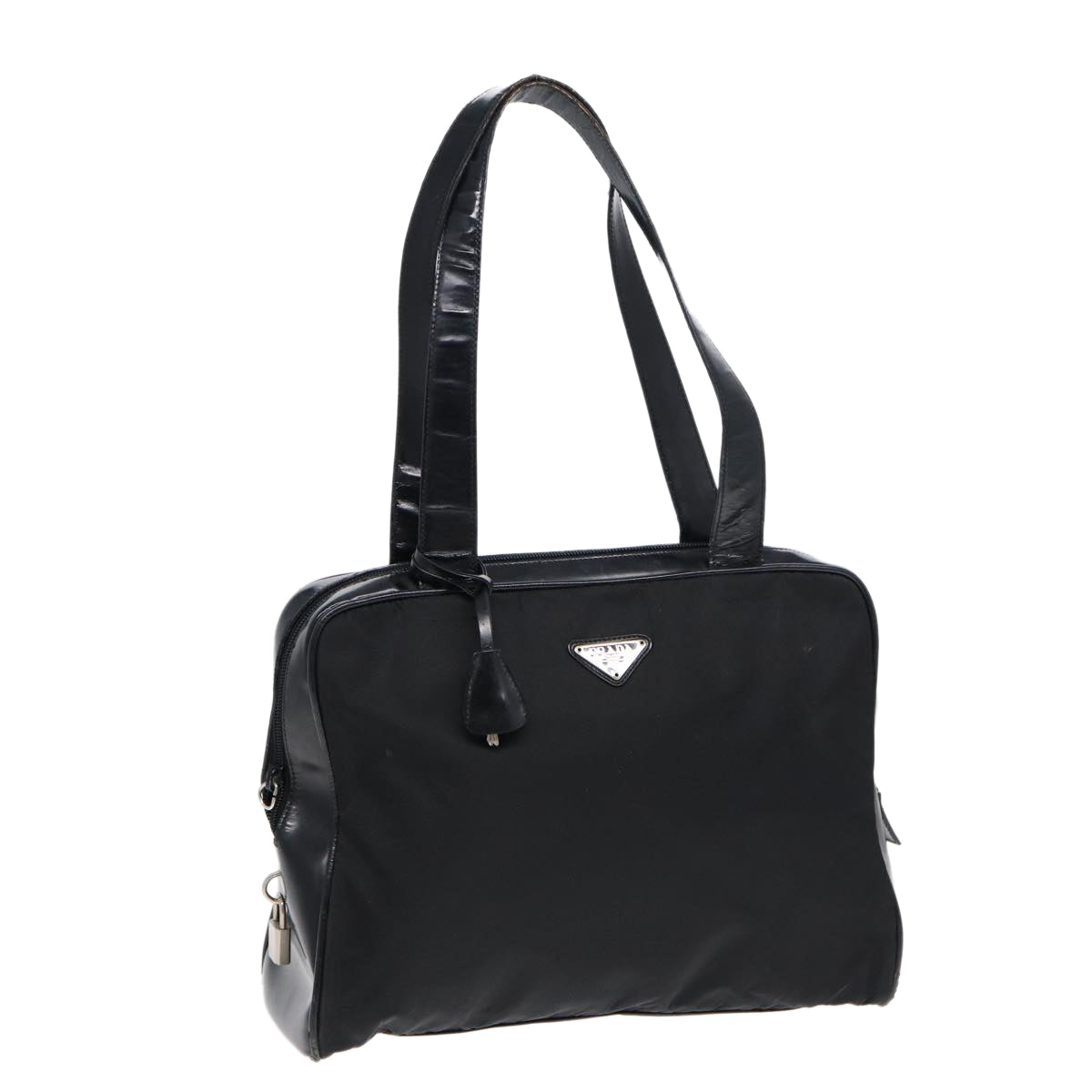 Luxury Prada Tote Bag Nylon Leather Black Silver  yk14201