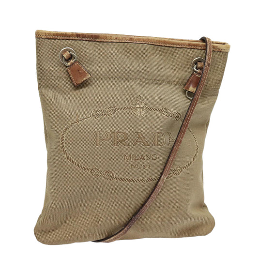 Luxury Prada Shoulder Bag Canvas Beige Silver  yk14232