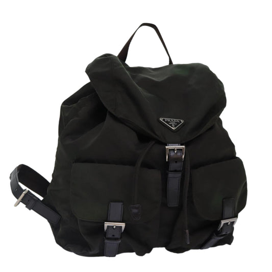 Luxury Prada Backpack Nylon Khaki Brown Silver  yk14283
