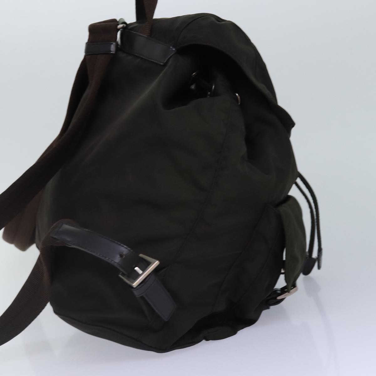 Luxury Prada Backpack Nylon Khaki Brown Silver  yk14283