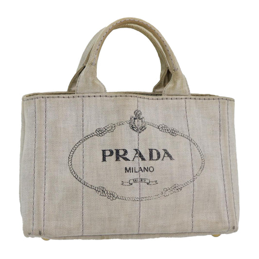 Luxury Prada Canapa PM Hand Bag Denim Gold White  yk14346