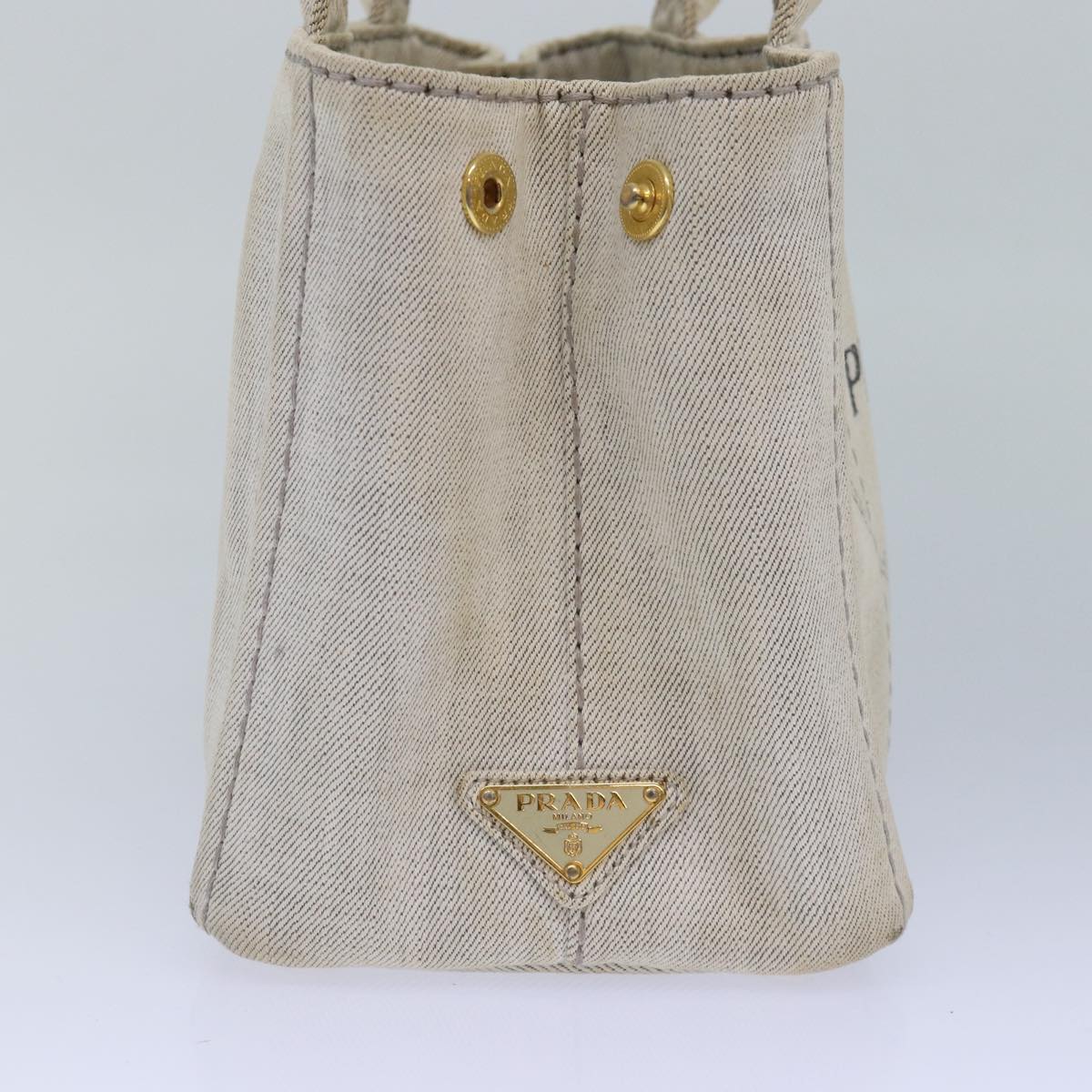 Luxury Prada Canapa PM Hand Bag Denim Gold White  yk14346