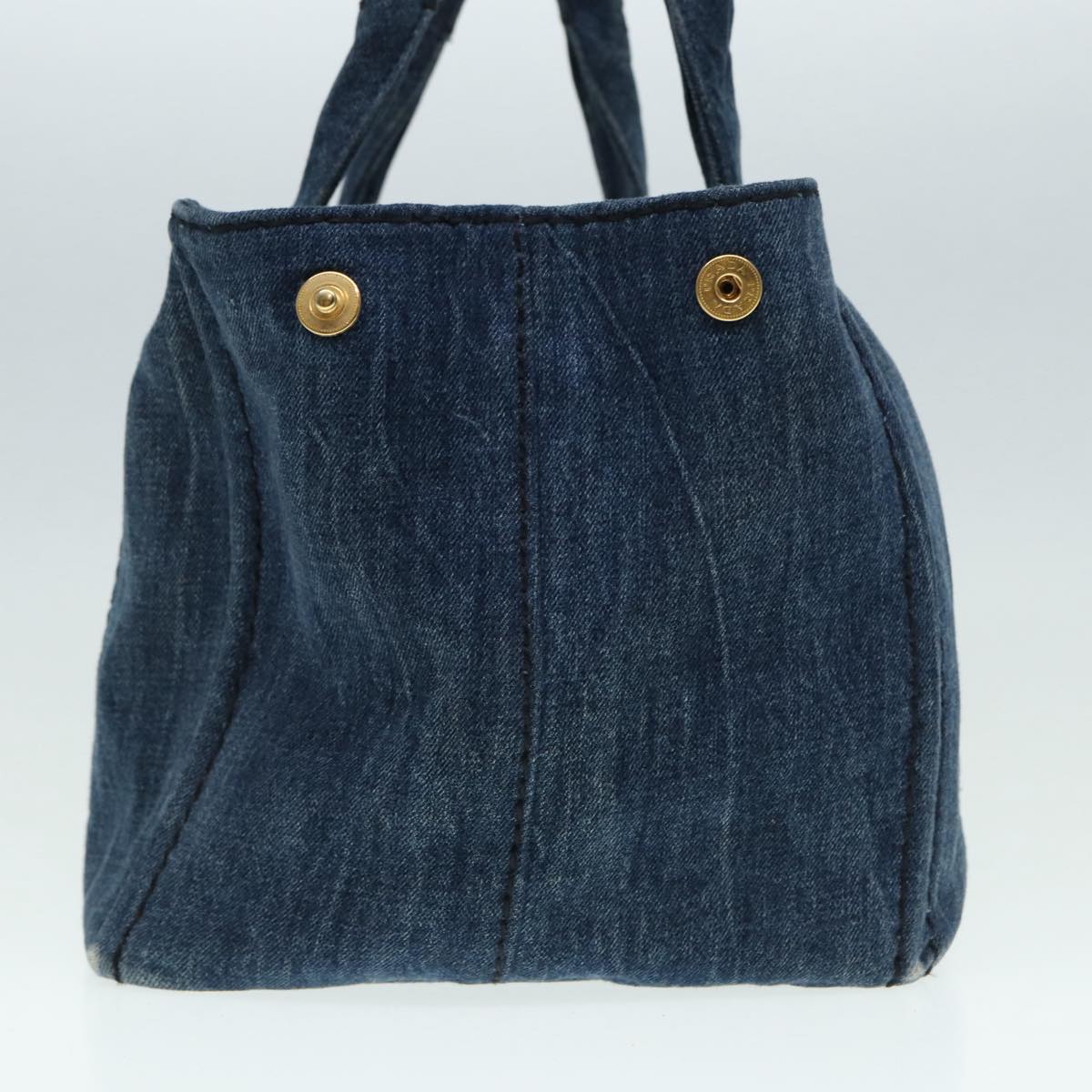 Luxury Prada Canapa MM Hand Bag Denim Blue Gold  yk14385