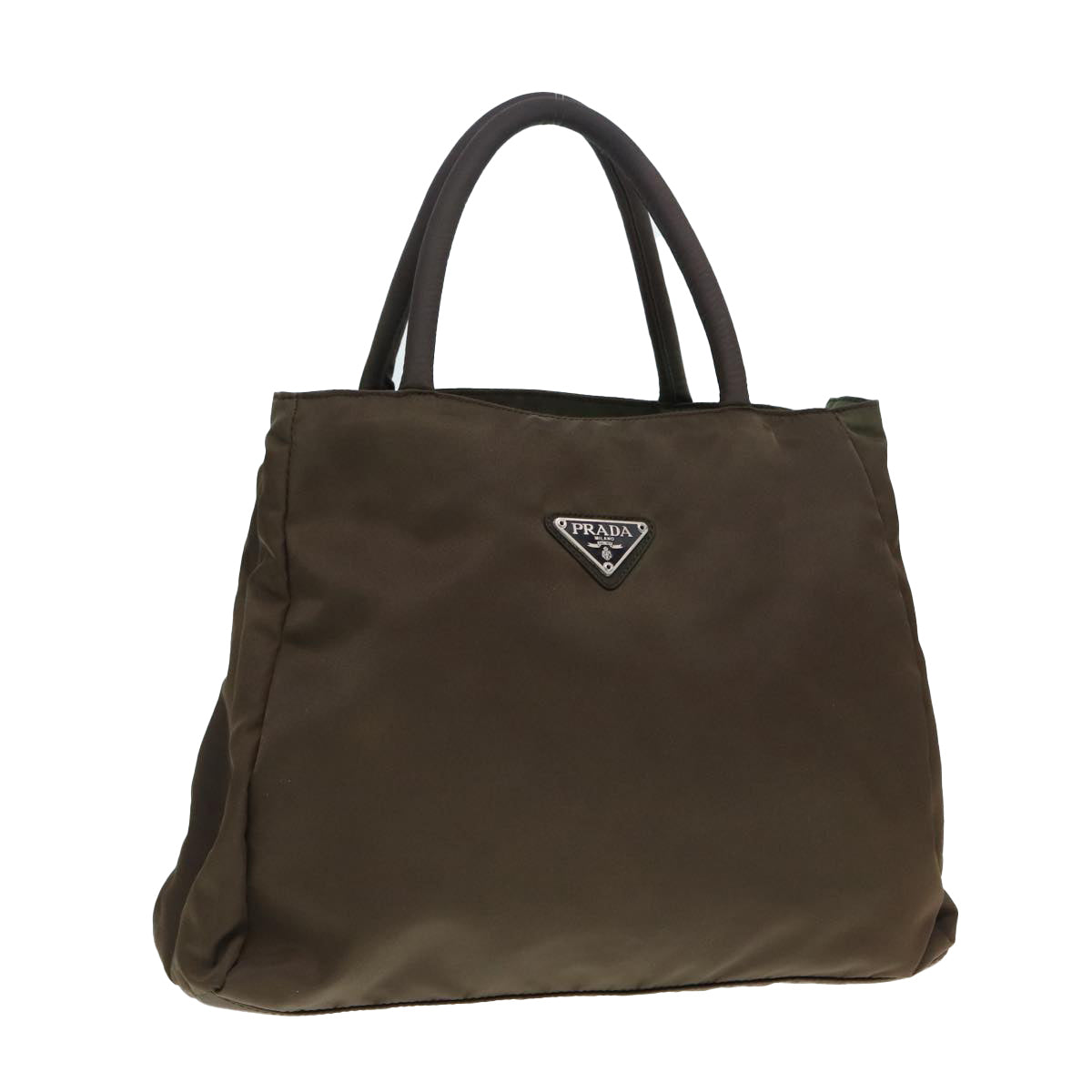 Luxury Prada Hand Bag Nylon Brown Silver  yk14423