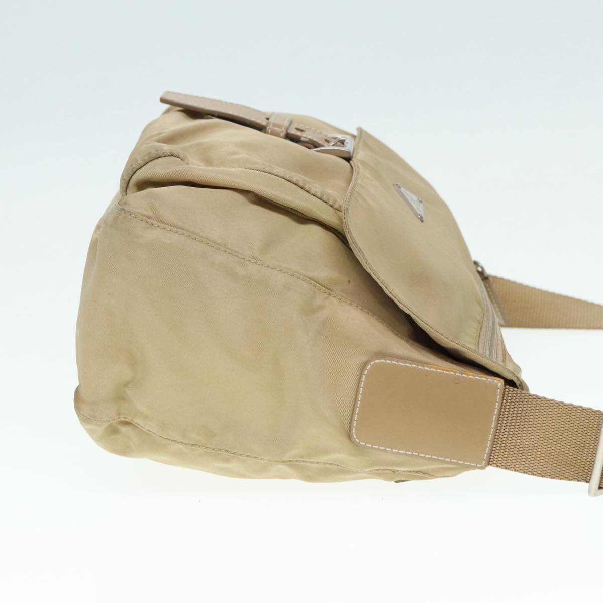 Luxury Prada Shoulder Bag Nylon Beige Silver  yk14425