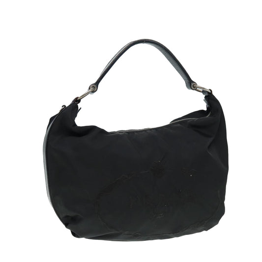 Luxury Prada Shoulder Bag Nylon Black Silver  yk14428