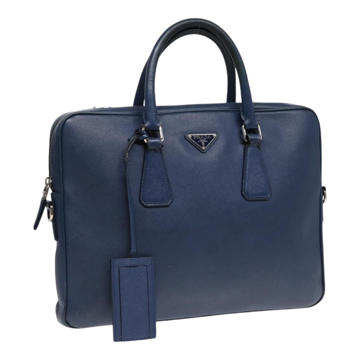 Luxury Prada Hand Bag Safiano leather Blue Silver  yk14434