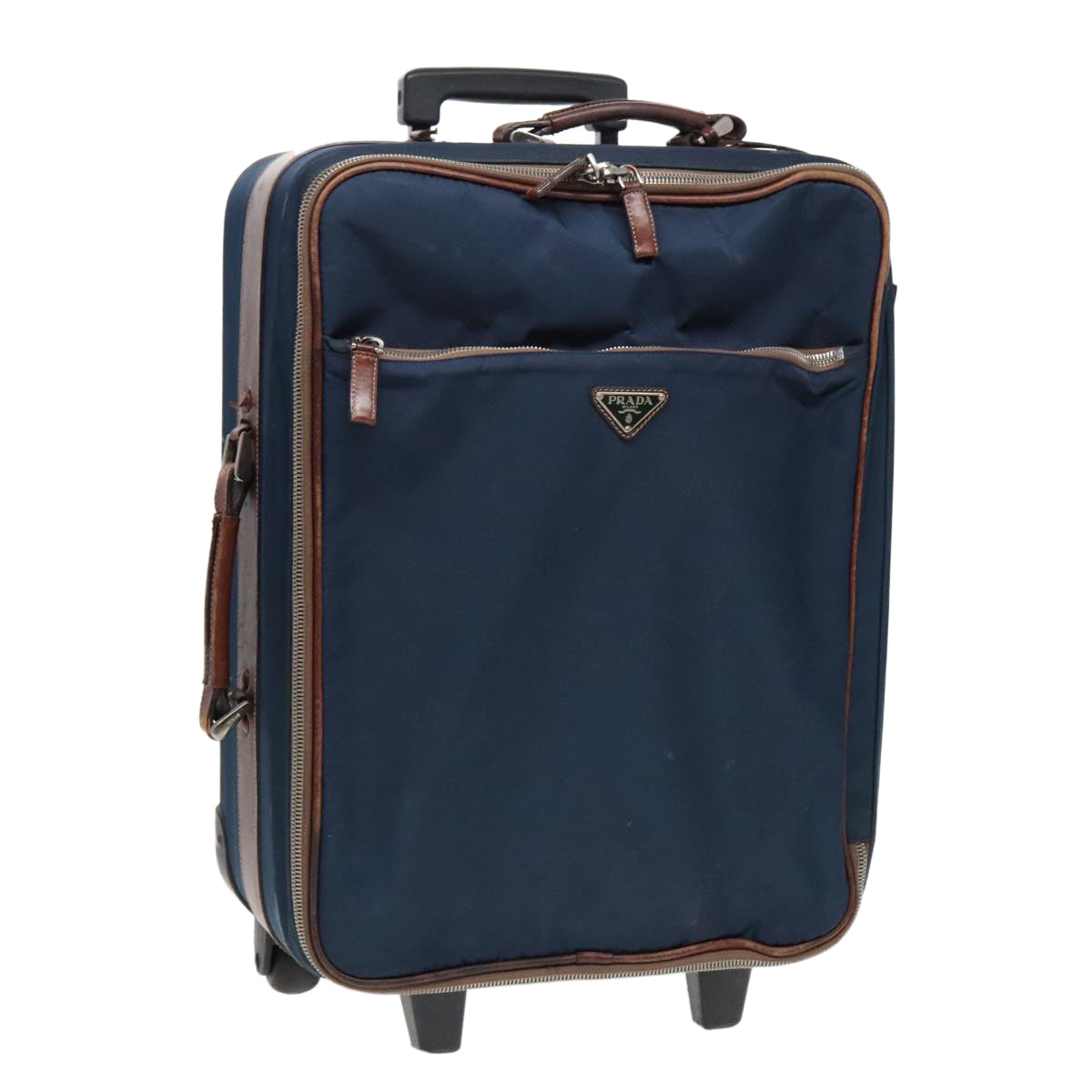 Luxury Prada Suitcase Nylon Leather Navy Brown  yk14443
