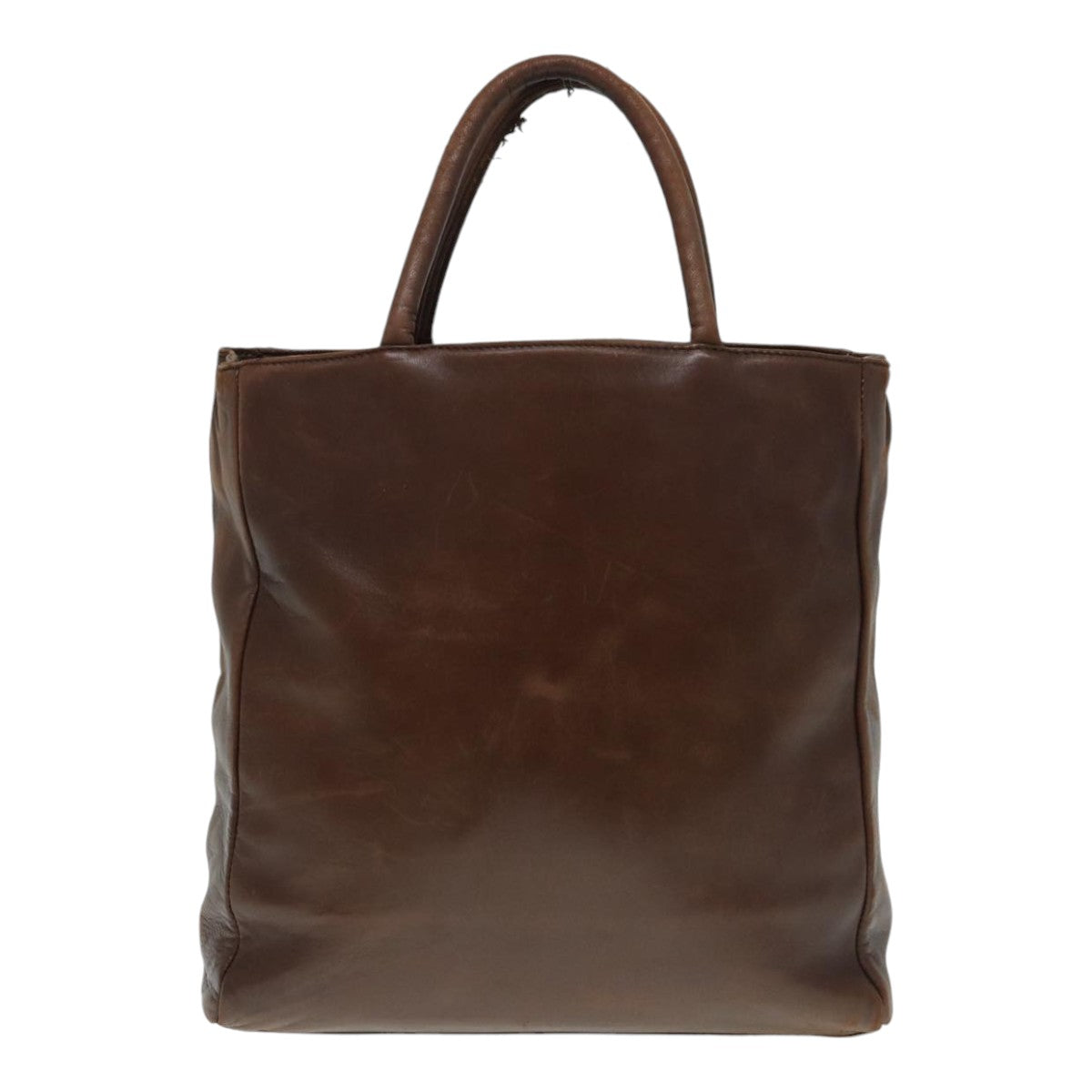Luxury Prada Hand Bag Leather Brown Silver  yk14450