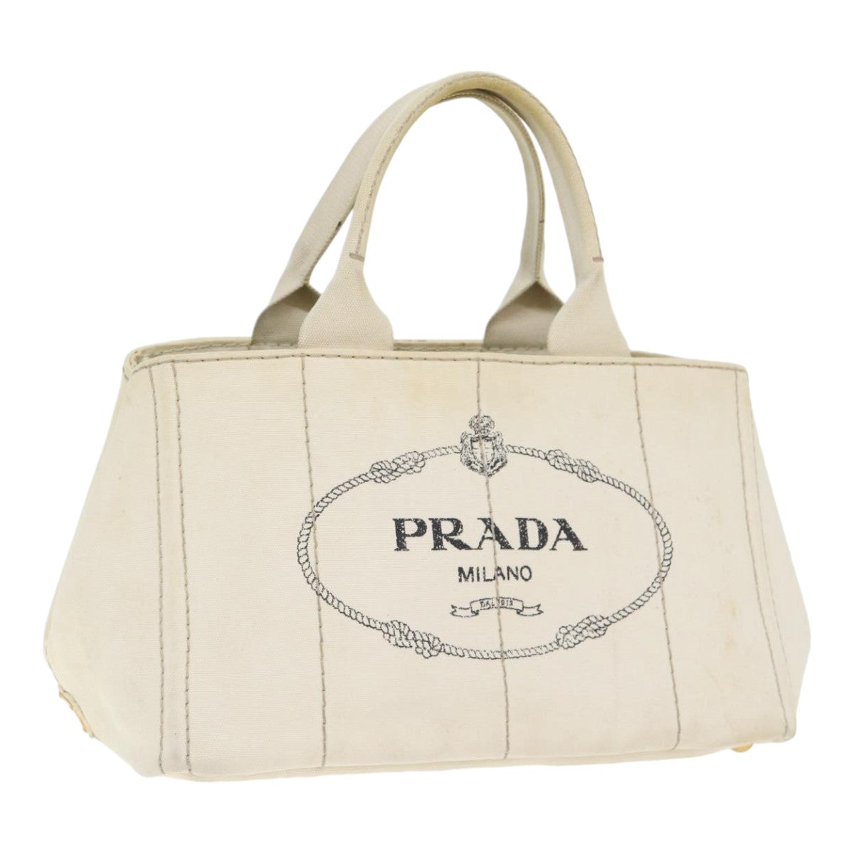 Luxury Prada Canapa MM Hand Bag Canvas Beige Gold  yk14457