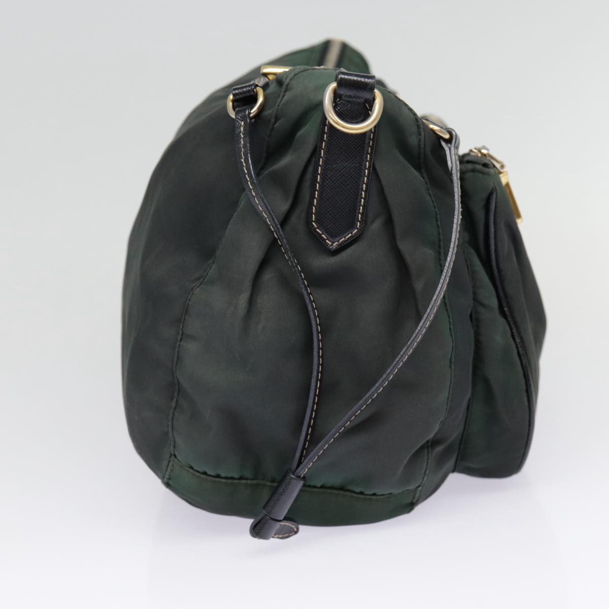 Luxury Prada Shoulder Bag Nylon Khaki Gold  yk14470