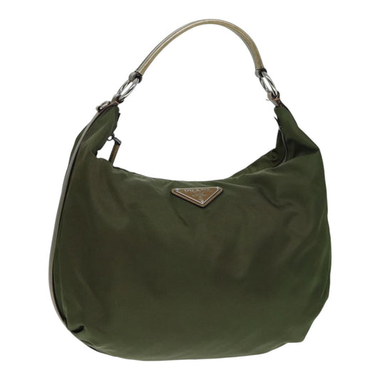 Luxury Prada Shoulder Bag Nylon Khaki Silver  yk14476