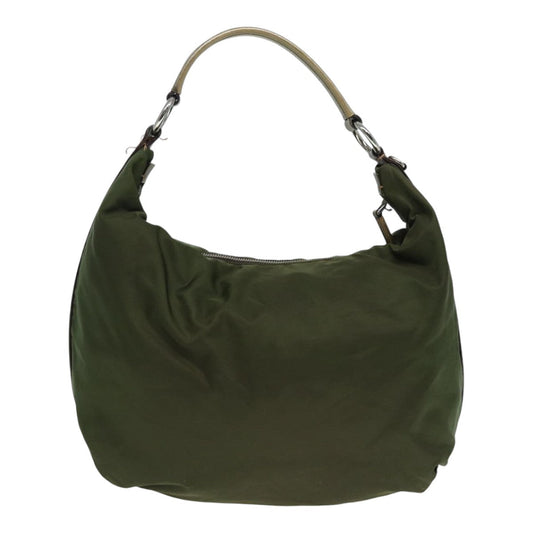 Luxury Prada Shoulder Bag Nylon Khaki Silver  yk14476