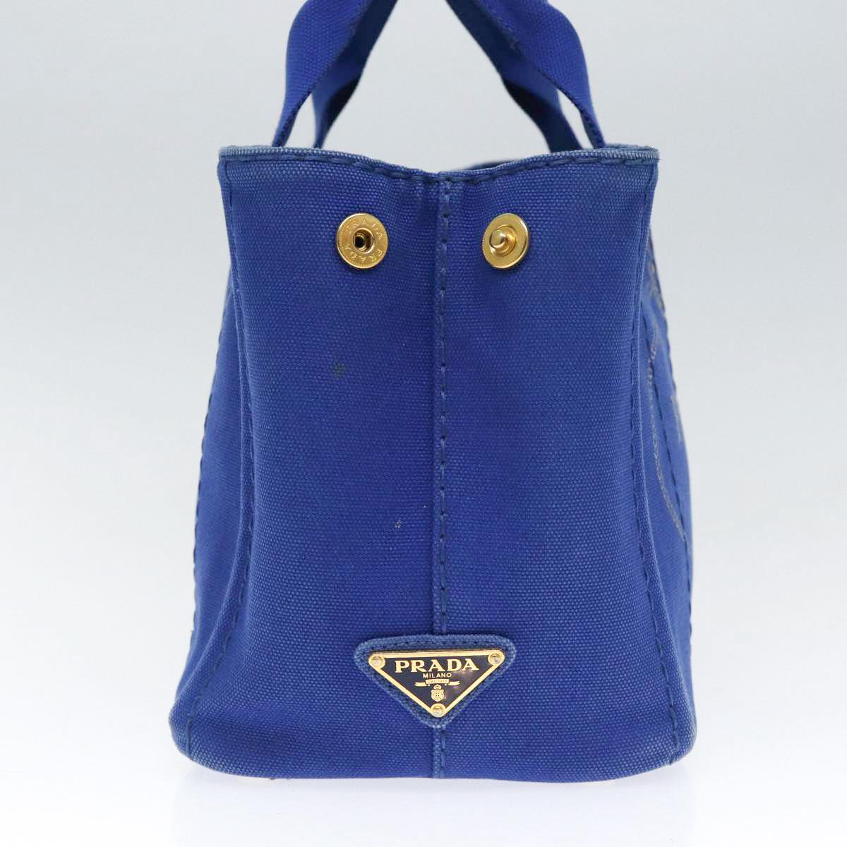 Luxury Prada Canapa PM Hand Bag Canvas Blue Gold  yk14509