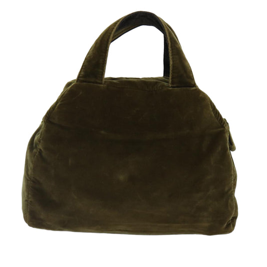 Luxury Prada Hand Bag Velor Khaki Silver  yk14537