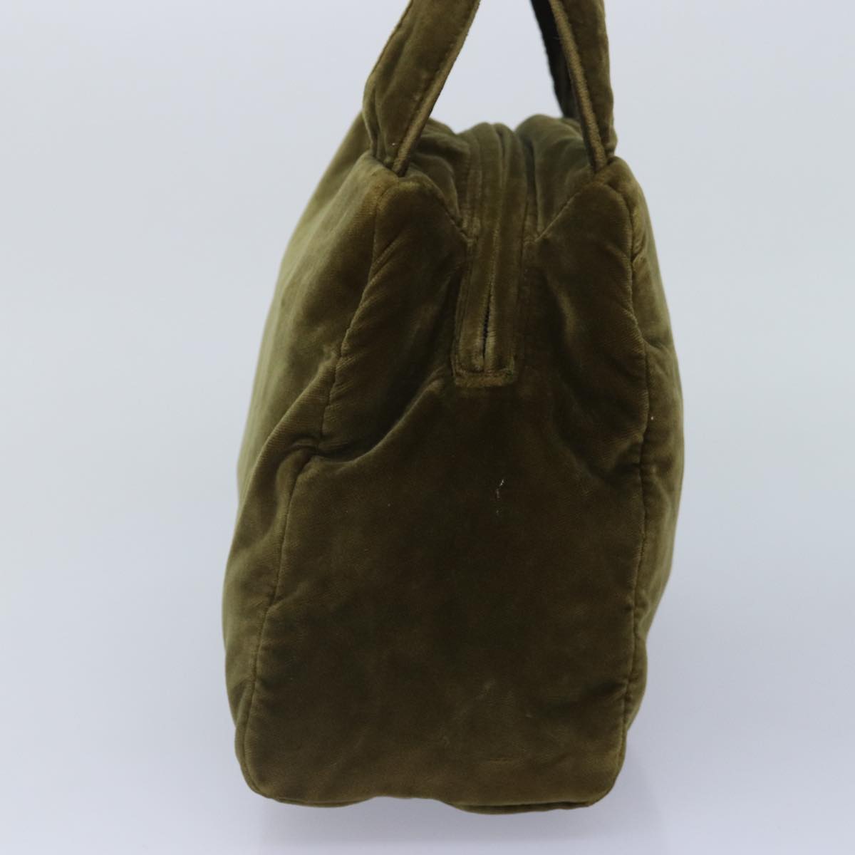 Luxury Prada Hand Bag Velor Khaki Silver  yk14537